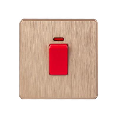 China Gold Brushed Switch PC Household Wall Outlet and Switch PC Neon Lamp 45A 110V 250V for sale