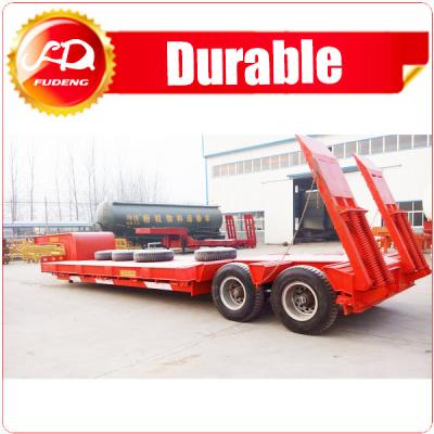 China 2/3/4 Axles Low Bed Flat Trailer with 45T Capacity / Tire Appeared & ramp; Covered Flat Deck Optional for sale