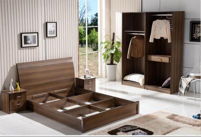 China Cheap  style rent Apartment home furniture melamine plate bed 1.2m- 1.5m-1.8 m light walnut color for sale