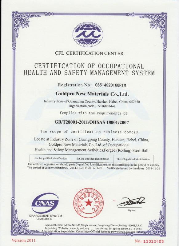 OHSAS 18001 - Goldpro New Materials Co., Ltd