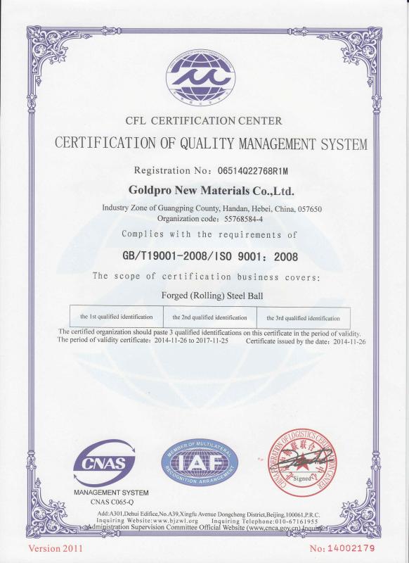 ISO 9001 - Goldpro New Materials Co., Ltd