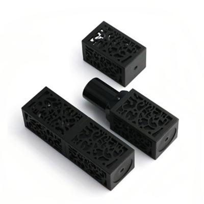 China 3.8g tubo de embalagem de batom preto quadrado tubo de batom 23*74mm tamanho à venda