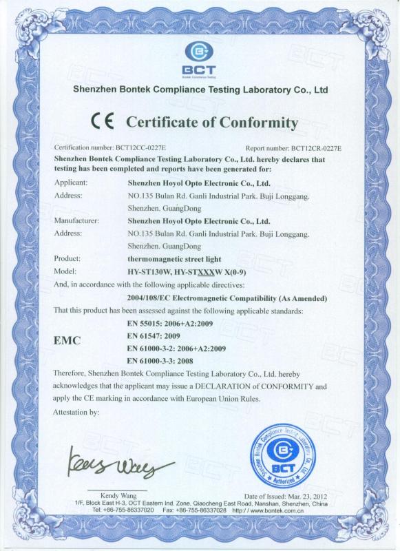 CE - Shenzhen HOYOL Intelligent Electronics Co.,Ltd