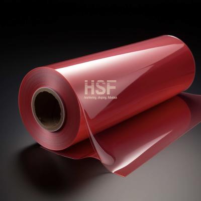 China 30 Micron Red Oriented Polyethylene Film Used For Creating Labels for sale