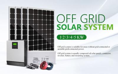中国 100m DCケーブルが付いている格子太陽電池パネルを離れた家の太陽エネルギー項目1-5KW 販売のため