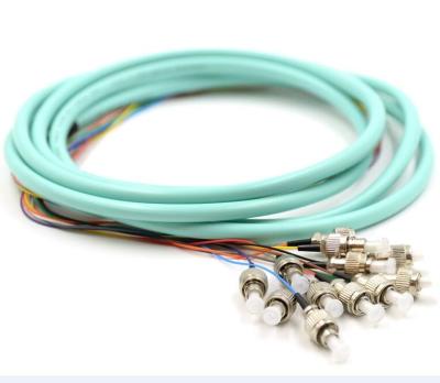 China 3 Meters Fiber Optic Pigtails Aqua OM2 / OM3 FC 12 Jacketed MM5010Gb For FTTH for sale