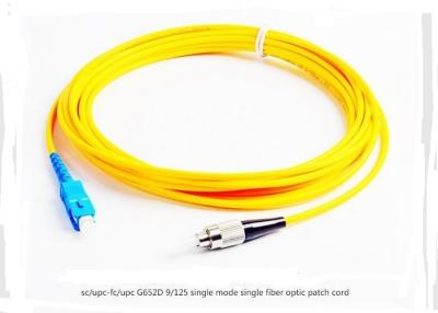 China SC Fiber Optic Patch Cord Single Mode G652D 9 / 125 Fiber Optic Cable For FTTX System for sale
