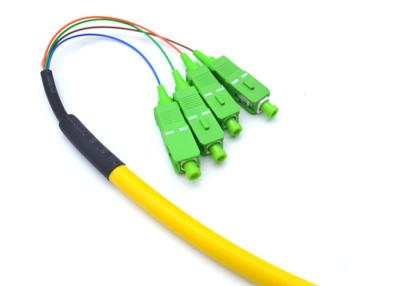 China G657A1 SC / APC Pigtail Simplex , Yellow 4 Core Single Mode Fiber Optic Cable for sale