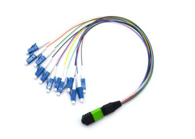 中国 CATVネットワークのためのSMA E2000 MPO繊維ケーブル、12中心白いOM3 OM4のパッチ・コード 販売のため