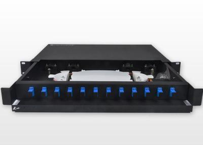 China 1U Fiber Optic Patch Panel Rack Mount 12 Core Blank ODF With SC Connector for sale