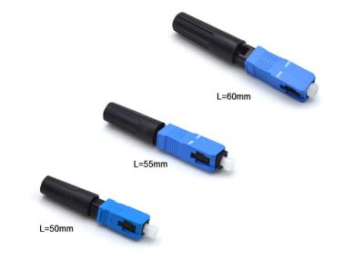 China 50mm Pre - Polished Fiber Optic Fast Connector Blue Single Mode Fiber Connectors for sale