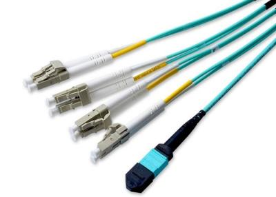 China 40G -QSFP Mould MPO Fiber Connector , 2M Multimode OM3 MPO Breakout Cable for sale