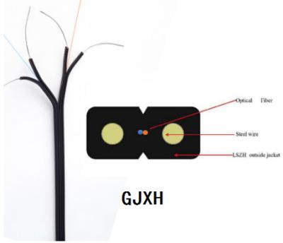 China 1 2 4 mensajero interior del cable de descenso de la fibra óptica de la base G657A1 FTTH GJXH SM milímetro FRP en venta