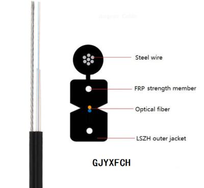 China FTTH Fiber Optic Drop Cable , GJYXCH Outdoor Optical Fiber Cable Black Color for sale
