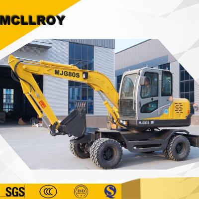 China 360° Rotation 21Mpa 6.5T 0.25m3 Wheel Excavator for sale
