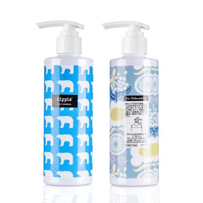 China Krimp de Flessen250ml Lange Slanke Ronde Fles van de Etiket Decoratieve Plastic Shampoo Te koop