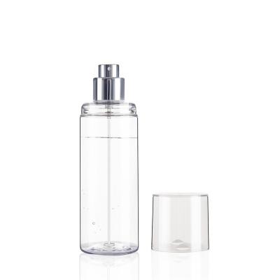 China Recyclable Clear Plastic Perfume Bottle 100ml High Transparency With Aluminum Spray Lid for sale