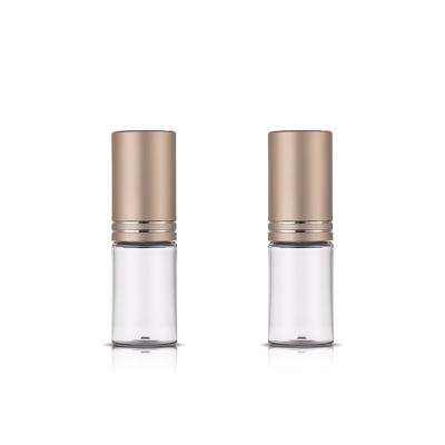 China Mini Size 10ML Round Clear PCR PET Plastic Cosmetic Bottles With Gold Cap for sale