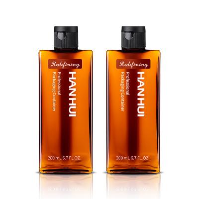 Cina Colore Amber Quadrato 200 ml Bottiglie di plastica per la cura dei capelli Con Flip Top Cap in vendita
