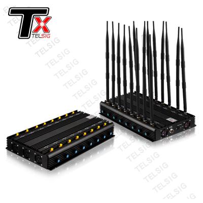 China High Quality Desktop 16 Band Cell Phone 2G 3G 4G GPS VHF UHF Lojack 5G Jammer Wifi Signal Blocker For Home for sale