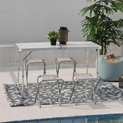 China 3 Position Aluminum Folding Outdoor Bar Table And Stools Camping Table And 4 Chairs for sale