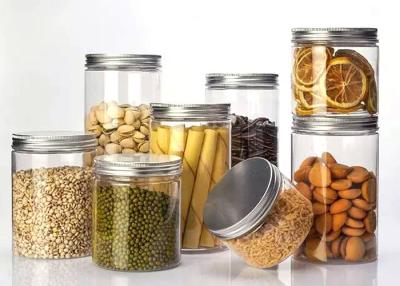 中国 Transparent Plastic Food Package 500Ml Clear PET Jar With Silver Aluminium Lids 販売のため