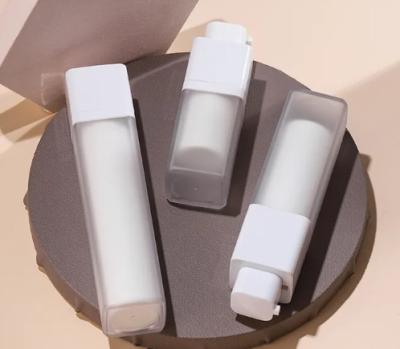 China Square Airless Cosmetic Pump Bottles 15ml 30ml 50ml Plastic White Body for sale