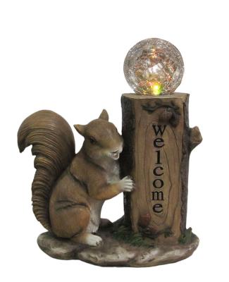 China Classical Squirrel Welcome Garden Solar Light , Animal Solar Lights Outdoor With Glass Ball for sale