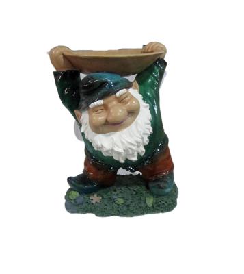 China Decorative Gnome Lifting Resin Water Fountain , Outdoor Bird Bath For Yard for sale