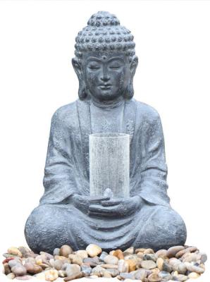 China Cyan Stone Sitting Buddha Water Fountain For Home / Asian Water Fountains for sale