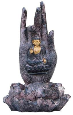 China Small Polyesin Lord Buddha Statue Water Fountain , Buddha Seated On Lotus for sale