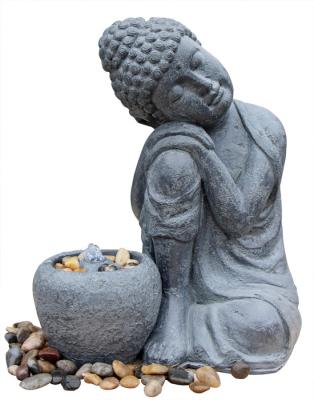 China Hand Holding Face To Have A Rest Buddha Water Fountain For Garden And Home for sale
