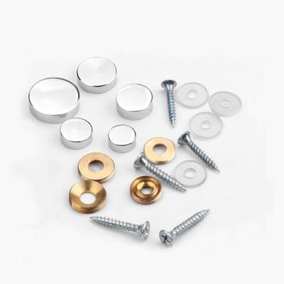 China Decorative Shiny Glass Screw Caps 12mm Round Truss 10mm Gold Galvanized Flat Head Ready To Ship Mirror Copper Screw Caps for sale