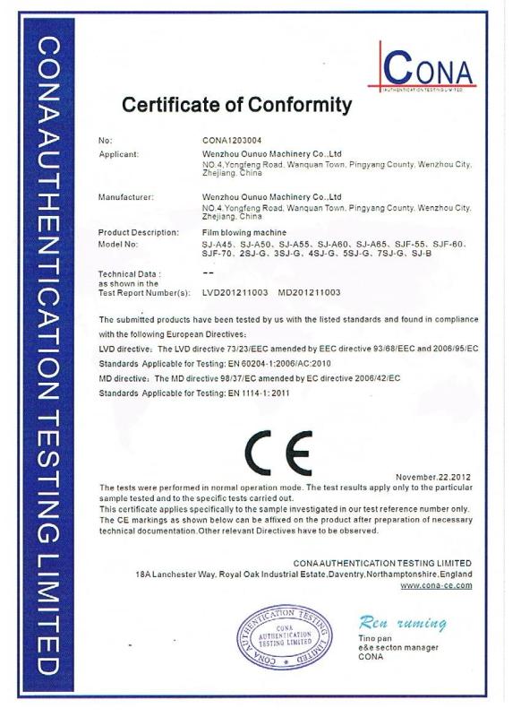 CE CERTIFICATION - Zhejiang Allwell Intelligent Technology Co.,Ltd