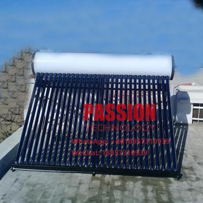 China 300L Pressurized Solar Water Heater 30tubes Pressure Heat Pipe Solar Collector Enamel White Water Tank for sale