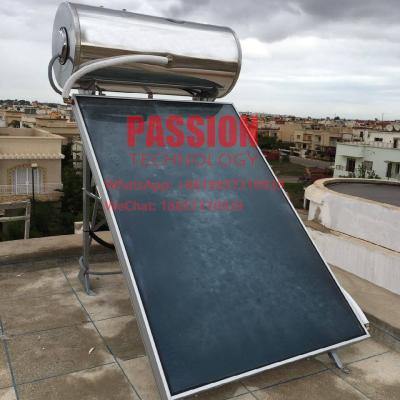 China Blue Titanium Flat Plate 150L Solar Water Heater Black Flat Panel Solar Collector for sale