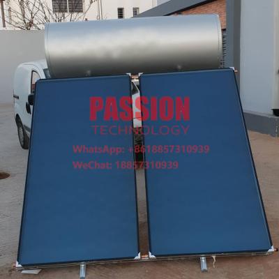 China Blue Titanium Flat Plate Solar Water Heater 300L Black Flat Panel Solar Pool Heating for sale