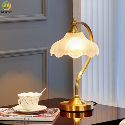 China Glass Copper Bedside Table Lamp Delicacy Process Decoration for sale