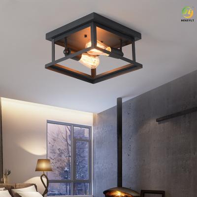 China American Lamp Retro Industrial Style Edison Iron Bedroom Square Ceiling Lamp for sale