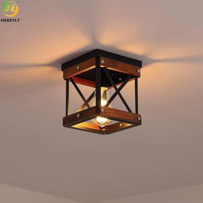 China 220V Nordic Iron Wood LED Ceiling Light For Home Hotel 1 head for sale