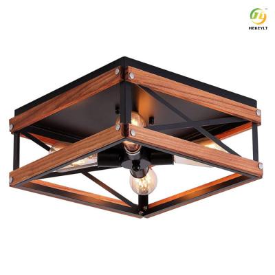 China Retro American Rustic Industrial Style Wrought iron Black Restaurant Ceiling Lamp for sale