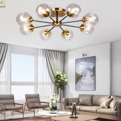 China Clear Glass LED Nordic Pendant Light Iron Home Art Baking Paint for sale