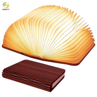China Novelty Product Led USB Rechargeable Lamp Various Shapes Wood Book Lamp for sale
