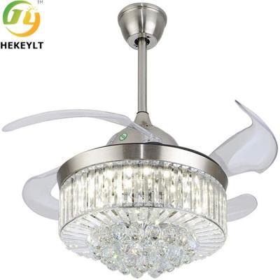 China 50W LED Smart Crystal Ceiling Fan Light Kit With Remote Control for sale