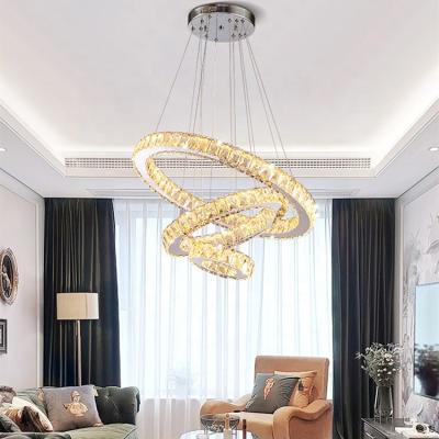 China Interior Hotel Art Staircase Decoration Artistic Living Room Led Crystal Pendant Light for sale