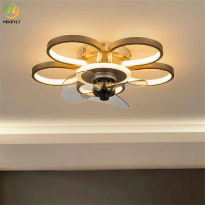 Chine Gold / Black Flush Mount Metal LED Ceiling Fan Integrated 48W For Small rooms à vendre