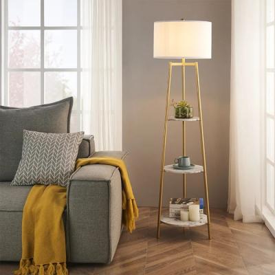 China E27 Wood Fabric Column Floor Lamp Indoor Living Room Decoration Modern for sale