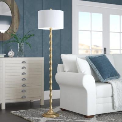 China Fabric Metal Gold White E26 Traditional Floor Lamp Modern Decoration for sale