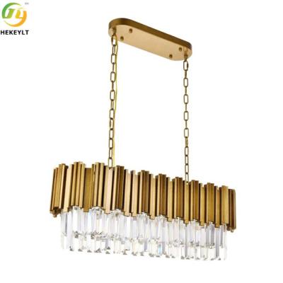 China Dimmable Tiered Crystal Pendant Light Luxury K9 Crystal Metal Gold for sale