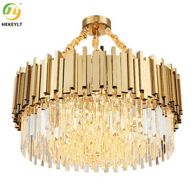 China Luxury K9 Crystal Metal Gold Crystal Pendant Chandelier Tiered Dimmable à venda